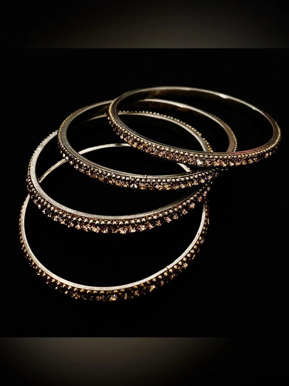 Set of 4 Gold-Tone Crystal Rhinestone Bangle Bracelet